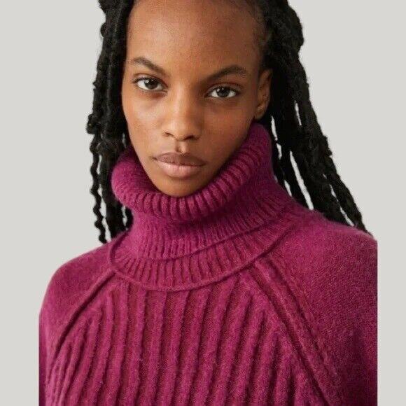 NWT Free People Big City Turtleneck Sweater Mulberry Size L Oversized Fuzzy $168 - Picture 3 of 12